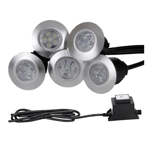 Danic Pack of 5 LED Decking Lights & Fitting Kit - Blue image