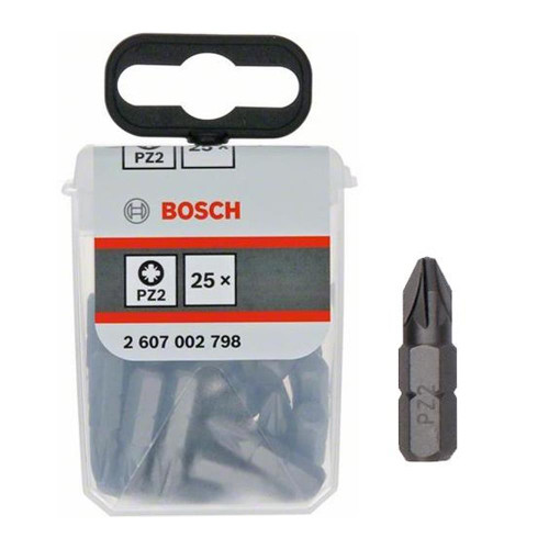 Bosch PZ2 25mm Extra Hard Screwdriver Bit Box - Pack of 25 image