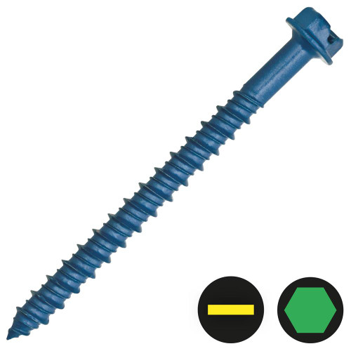 Dewalt 6.3 x 45mm Hex Head Concrete Screw - Pack of 100