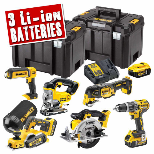 Dewalt DCK665P3T-GB 18V XR 6 Piece Kit with 3 x 5Ah Batteries, Charger and 2 x Cases