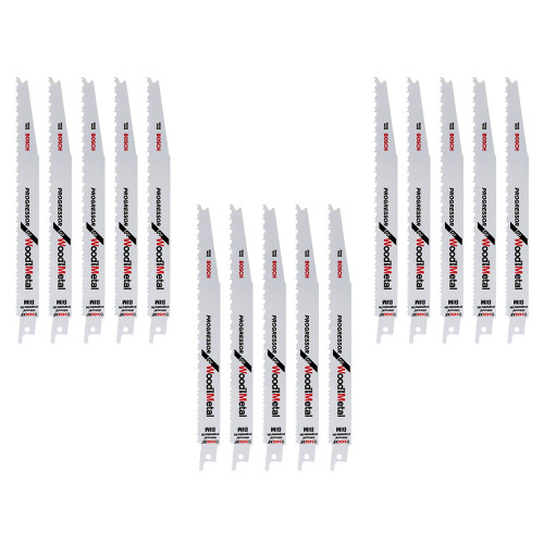 Bosch S3456XF BIM 200mm Reciprocating Blades (Progressor for Wood & Metal) - Pack of 15 image