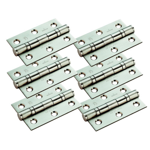 Eurospec Grade 7 Ball Bearing Hinge 76mm x 51mm 2mm - Pair Satin Stainless Steel Pack of 6 image