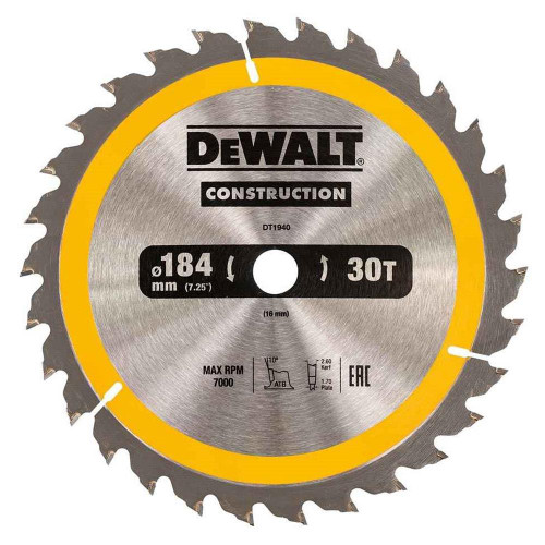 Dewalt Construction Saw Blade 184mm x 16mm 30T image