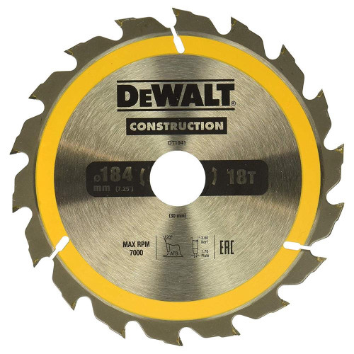 Dewalt Construction Saw Blade 184mm x 30mm 18T image