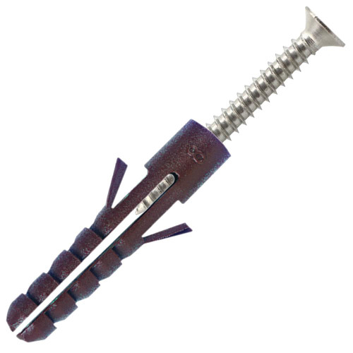 Fischer 7mm Brown Wall Plug With Screw SC 4.5-6 - Tub of 400