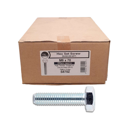 Timco M8 x 70mm Set Screws - Box of 100