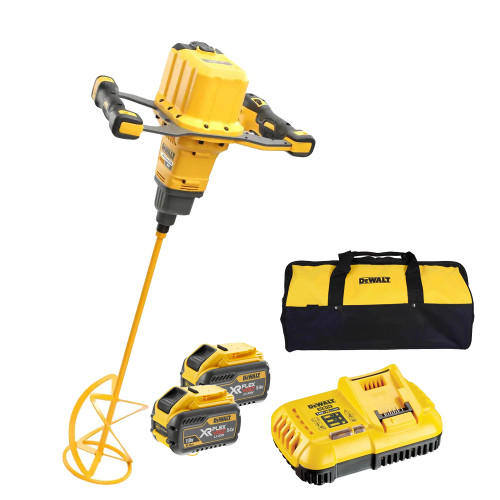 Dewalt DCD240X2 54V XR FLEXVOLT Paddle Mixer, 2x 9.0Ah XR FLEXVOLT Batteries, Charger, & Bag image