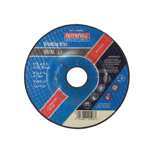 Depressed Centre Metal Grinding Disc 115 x 6.5 x 22mm