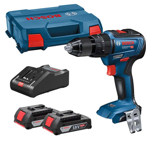 Bosch GSB 18V-55 18V Brushless Combi Drill with 2x 2.0Ah Batteries, Charger and Case image