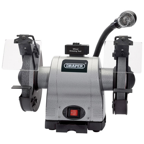 Draper 8” Heavy Duty Bench Grinder with Work Light 230V image