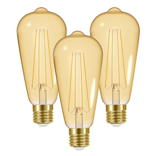 Energizer LED 4W E27 ST64 Filament Gold 470Lm 2200K Light Bulb - Pack of 3