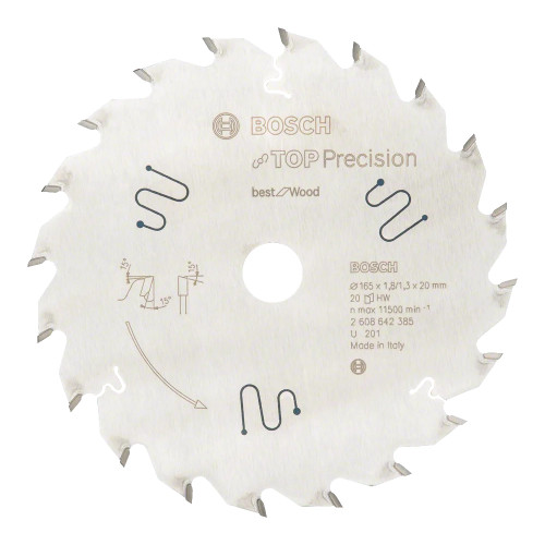 Bosch 165mm x 20mm 20T Top Precision Best for Wood Circular Saw Blade image