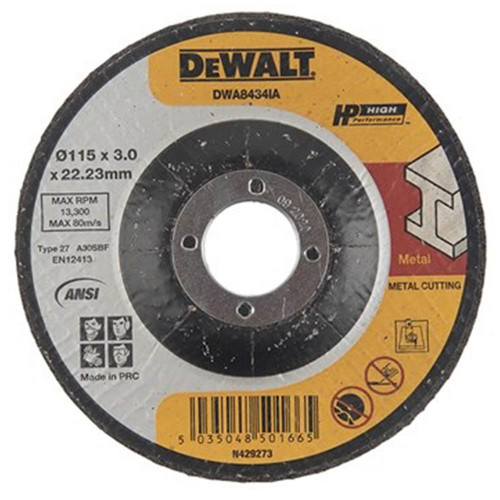 Dewalt 115 x 3.0 x 22.23mm Metal Cutting Wheel 