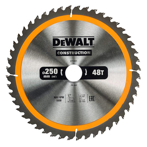 Dewalt DT1957-QZ 250mm x 30mm 48T Construction Saw Blade | Dewalt