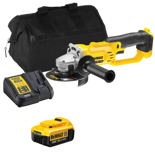 Dewalt DCG412 18V XR 125mm Grinder with 1 x 4.0Ah Battery, Charger and Bag image