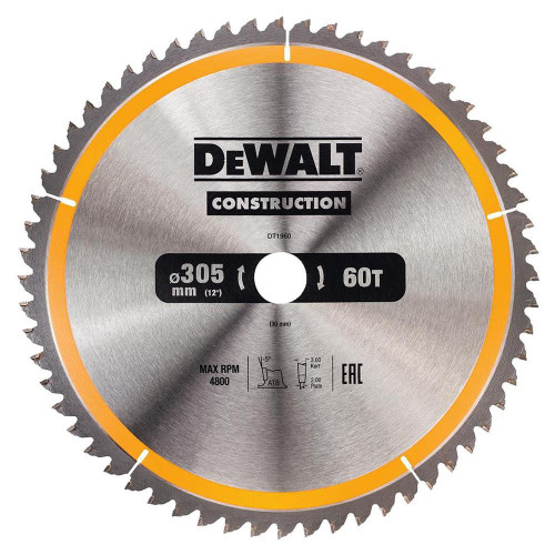 Dewalt Construction Saw Blade 305mm x 30mm 60T image