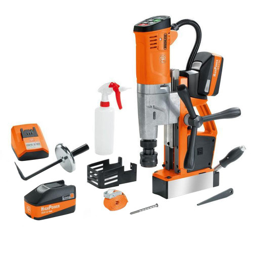 Fein AKBU 35 PMQW 18V Brushless 35mm Magnetic Core Drill with 2 x 5.2Ah Batteries, Charger and Case
