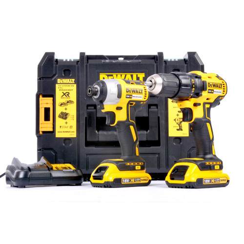 Dewalt DCK2059D2T 18V XR Brushless 2 Piece Kit with 2x 2.0Ah Batteries, Charger and Case image