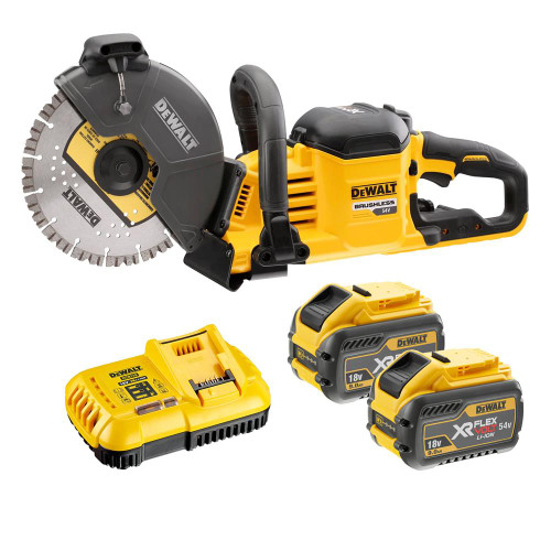 Dewalt DCS690X2 54V XR FLEXVOLT 230mm Cut Off Saw With  2x 3.0Ah Batteries and Charger image
