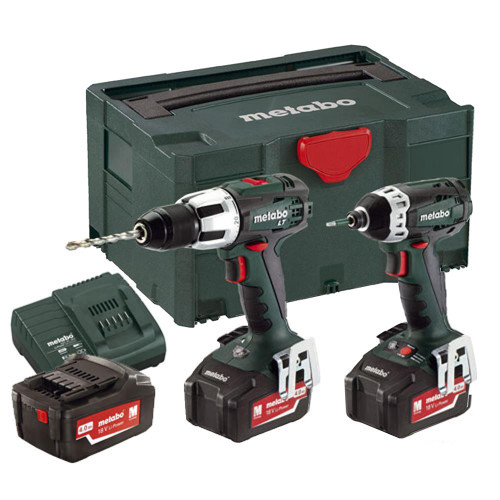 Metabo COMBOSET213X3 18V 2 Piece Kit with 3 x 4Ah Batteries, Charger and Case image