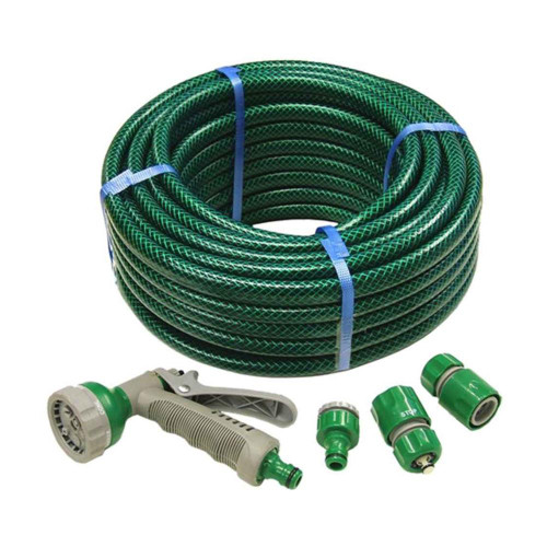 Faithfull PVC Reinforced Hose 15m Fittings with Nozzle