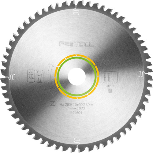 Festool 494604 260mm x 30mm 60T Universal Wood Saw Blade image