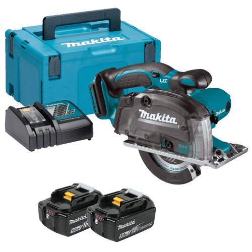 Makita DCS552RTJ 18V LXT 136mm Metal Cutting Circular Saw with 2x 5.0Ah Batteries, Charger & Case