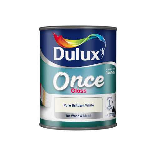 Dulux Pure Brilliant White Once Gloss Paint (750ml) image