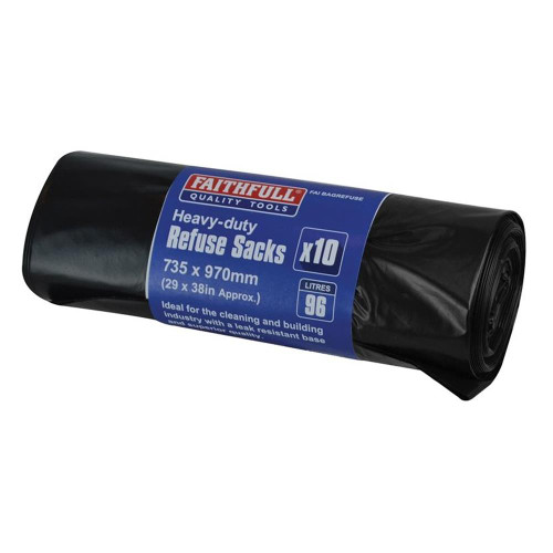 Faithfull Heavy-Duty Black Refuse Sacks (10)