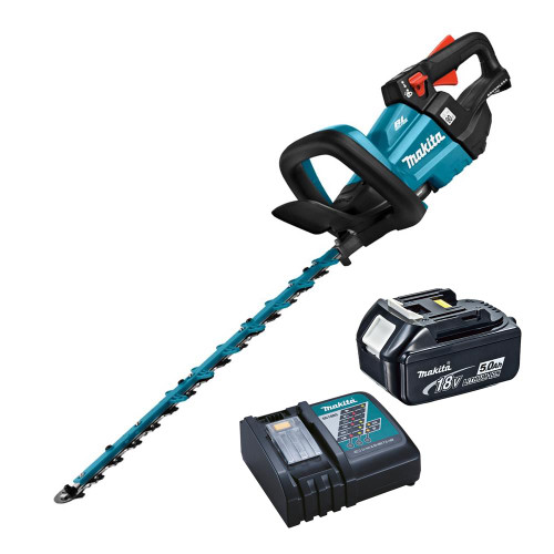 Makita DUH502RT 18V LXT Brushless Hedge Trimmer with 1 x 5.0Ah Battery and Charger image