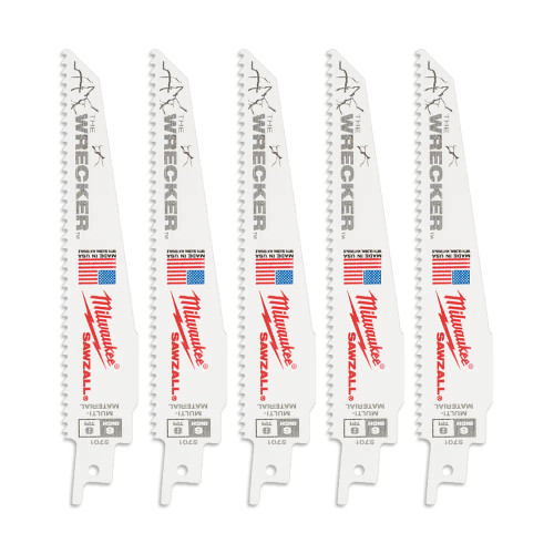 Milwaukee 150mm SAWZALL Heavy Duty WRECKER Reciprocating Saw Blades for Multi-Material - Pack of 5 image