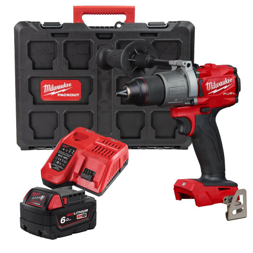 Milwaukee M18 FPD2 18V FUEL Brushless Combi Drill with 1x 6.0Ah Battery, Charger & Case image