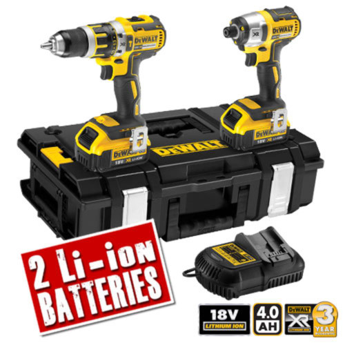 Dewalt 18v 4.0Ah Li-ion Cordless Brushless 2 Piece Kit - 2 Batteries image