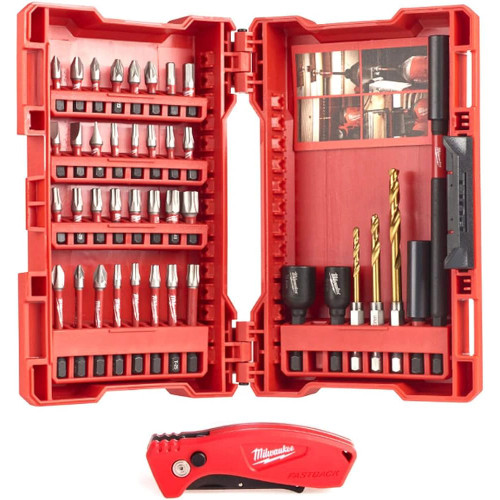 Milwaukee 32 Piece Shockwave Impact Screwdriver Bit Set & Knife image