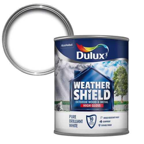 Dulux Weathershield Exterior High Gloss Pure Brilliant White Paint (750ml) image