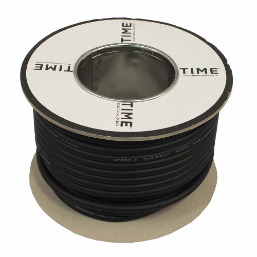 Pitacs TIME 3 Core Rubber Flexible Cable 3183TRS 0.75mm2 Black 25m