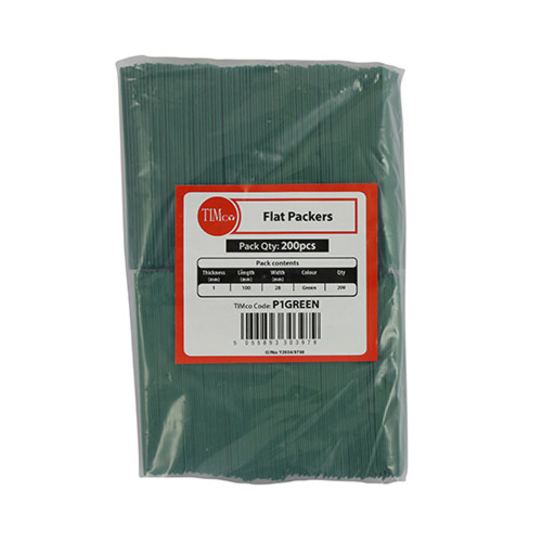 Timco 100 x 28 1mm Green Flat Packers - Bag of 200 image