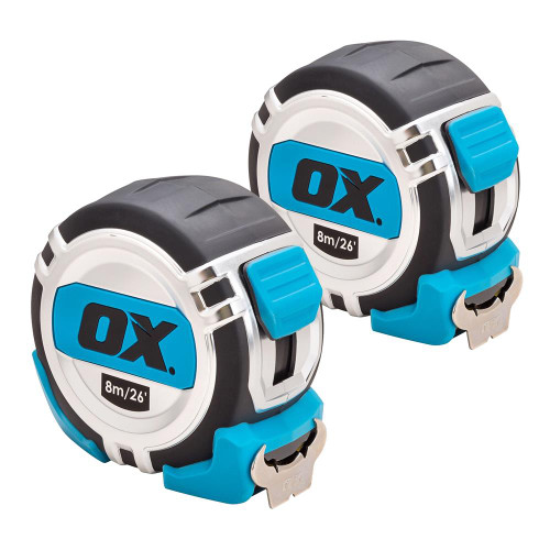 OX Pro Heavy Duty Tape Measure 8m/26ft - Pack of 2 image