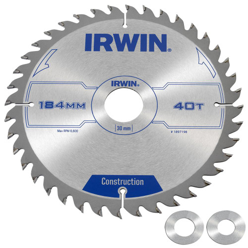 Irwin Construction Saw Blade 184mm x 30mm 40T Corded image