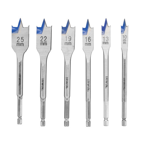 Irwin Blue Groove 6 Piece 4X Flat Bit Set image