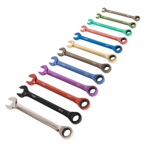 Combination Ratchet Spanner Set 12pc Multi-Coloured Metric - 150575 image