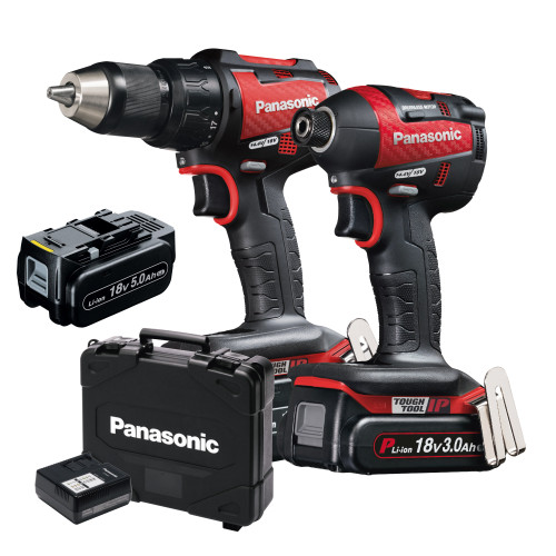 Panasonic Panasonic 18v Brushless Red Carbon Impact Driver & Combi Drill Twinpack