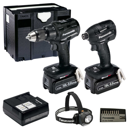 Panasonic 18v Brushless 5.0Ah Combi Drill and Impact Driver 2 Piece Kit