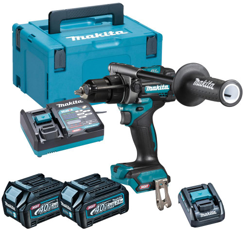 Makita HP001GD202 40V MAX XGT Brushless Combi Drill with 2x 2.5Ah Batteries, Charger, Adaptor & Case image