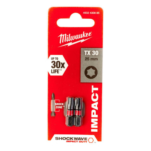 Milwaukee TX30 25mm Shockwave Impact Screwdriver Bits - Pack of 2 image