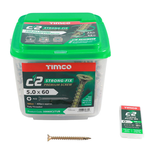 Timco 5 x 60mm C2 Strong-Fix Premium Screw - Tub of 400 image