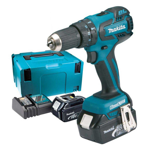 Makita DHP459RTJ 18V LXT Brushless Combi Drill with 2x 5.0Ah Batteries, Charger & Case image