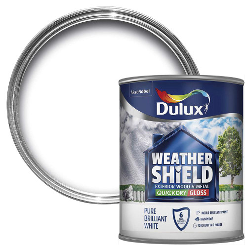 Dulux Weathershield Quick Dry Satin Pure Brilliant White Paint (750ml) image