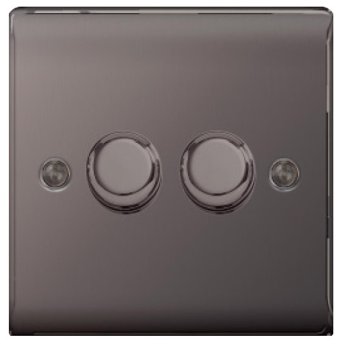 BG NBN82P BG Black Nickel 400W 2 Gang Way Push Dimmer