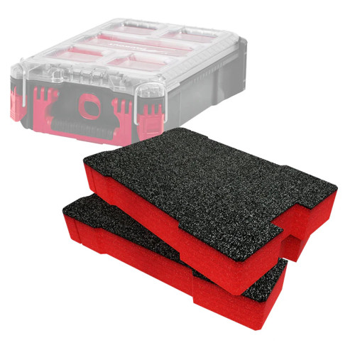 Shadow Foam RED 50mm Inserts for Milwaukee PACKOUT Compact Organiser - Pack of 2 image Shadow Foam RED 50mm Inserts for Milwaukee PACKOUT Compact Organiser - Pack of 2 image